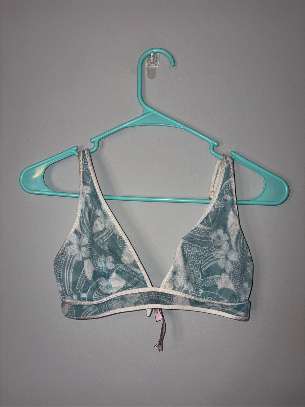 Victoria's Secret Teal Floral Bralette with Ivory Trim Small
